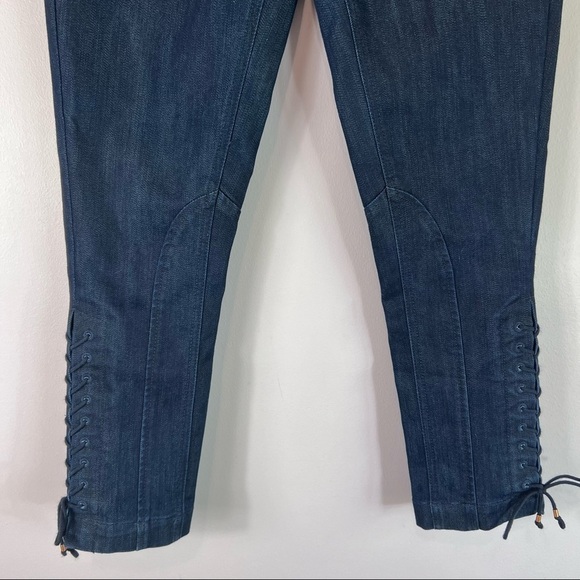 Anthropologie Leifsdottir Dark Denim Cropped Lace Up Jodhpur Riding Jeans 26 - Picture 7 of 12